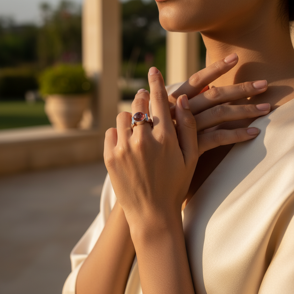 925 Silver Red Gemstone Ring for Women | Daily Wear Jewelry