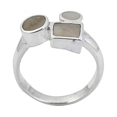 925 Silver Geometric Ring for Women | Mother of Pearl