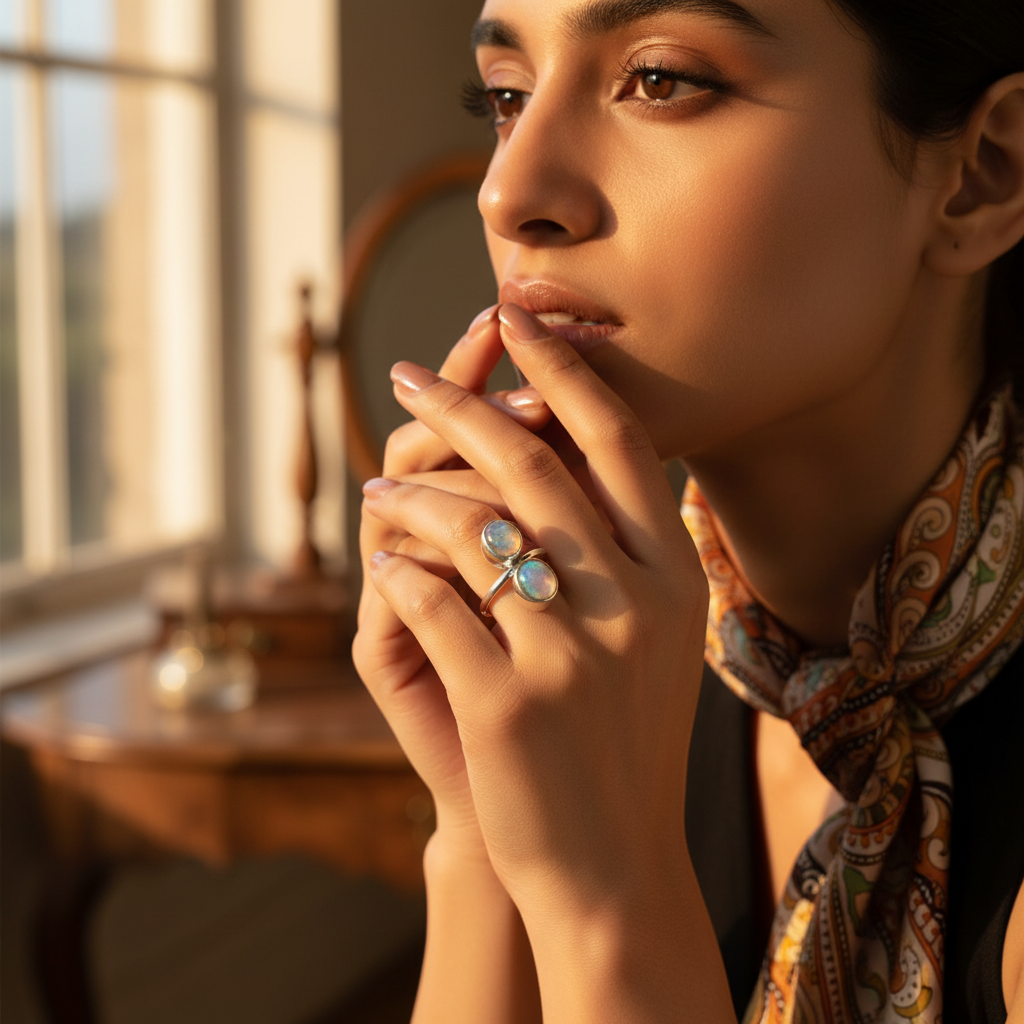 925 Sterling Silver Double Stone Ring for Women | Gift Jewelry
