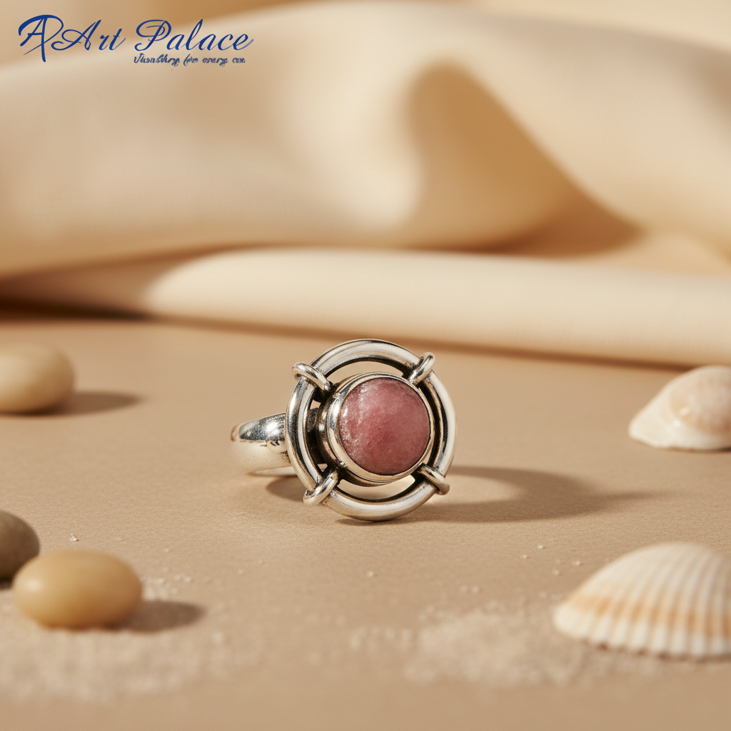 925 Silver Rhodochrosite Ring for Women | Gemstone Jewelry