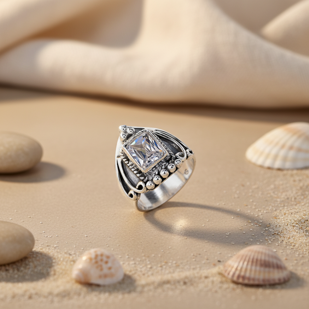 925 Silver Square Cut Ring for Women | Gift Jewelry