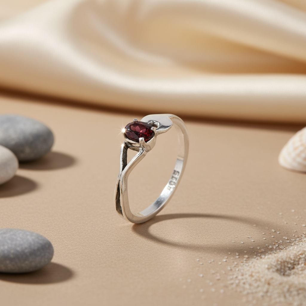 925 Silver Garnet Ring for Women | Gemstone Jewelry