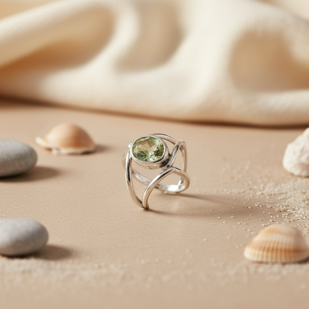 925 Sterling Silver Green Amethyst Ring for Women | Gift