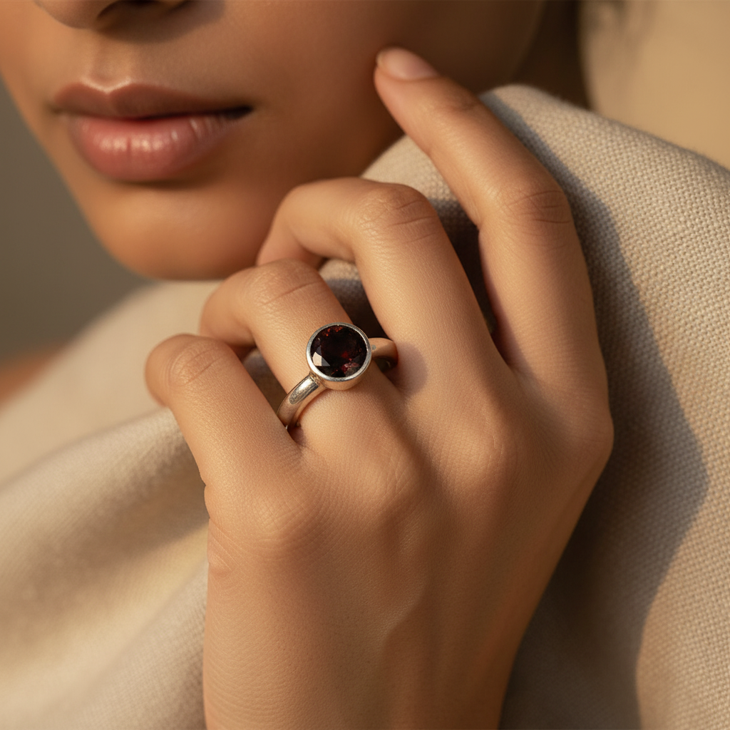 925 Silver Garnet Gemstone Ring for Women | Gift Jewelry