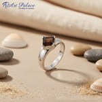 Load image into Gallery viewer, Silver Ring with Brown Square Gemstone for Men | Gift
