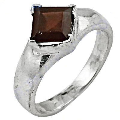 Silver Ring with Brown Square Gemstone for Men | Gift