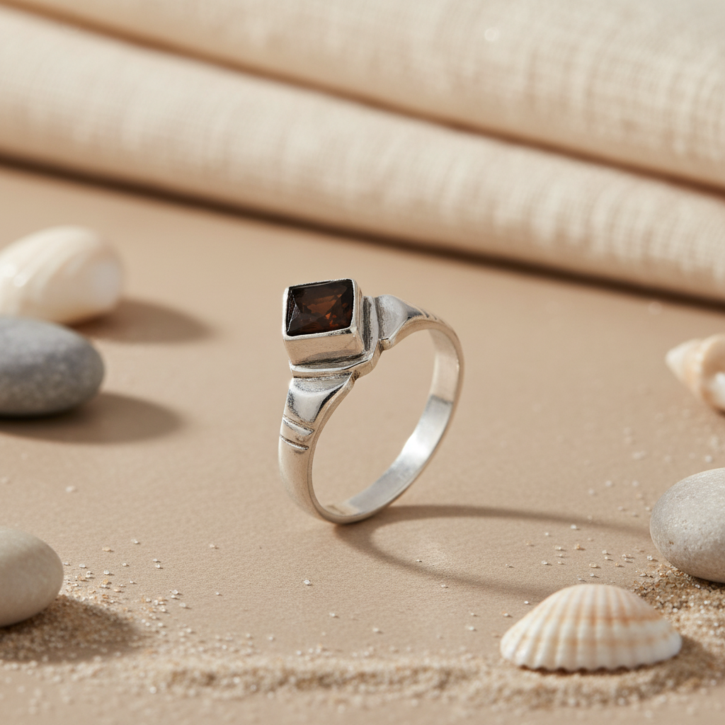 925 Silver Square Stone Ring | Men's Statement Jewelry