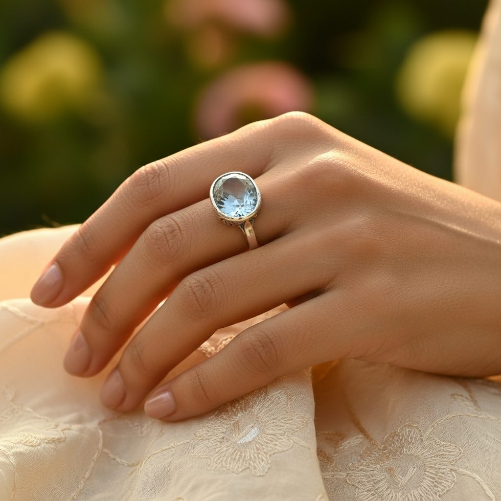 925 Sterling Silver Aquamarine Ring for Women | Gift Jewelry