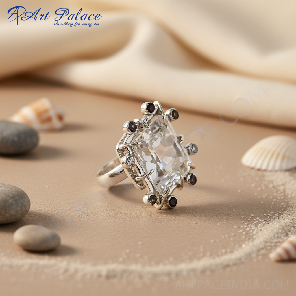 925 Silver Square Cut Quartz Ring for Women | Gift Jewelry