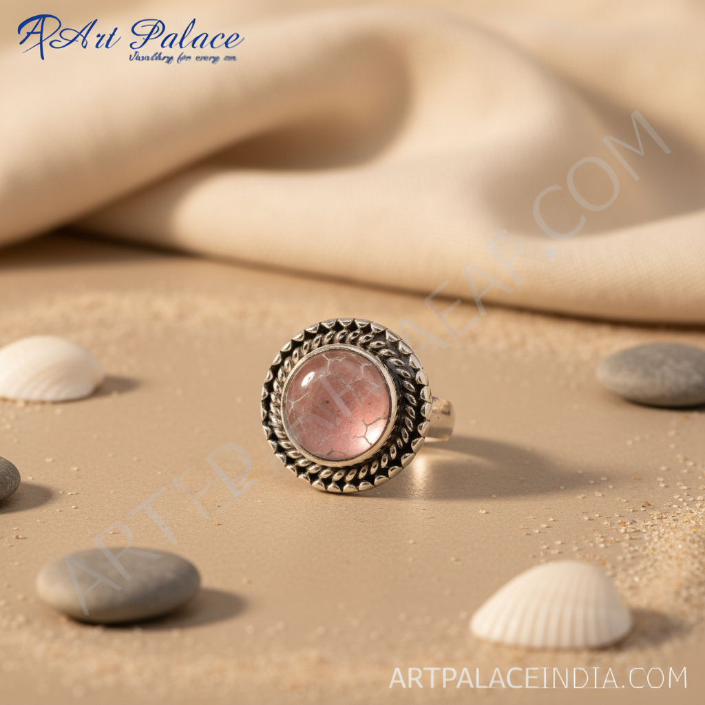 925 Silver Pink Gemstone Ring for Women | Statement Jewelry