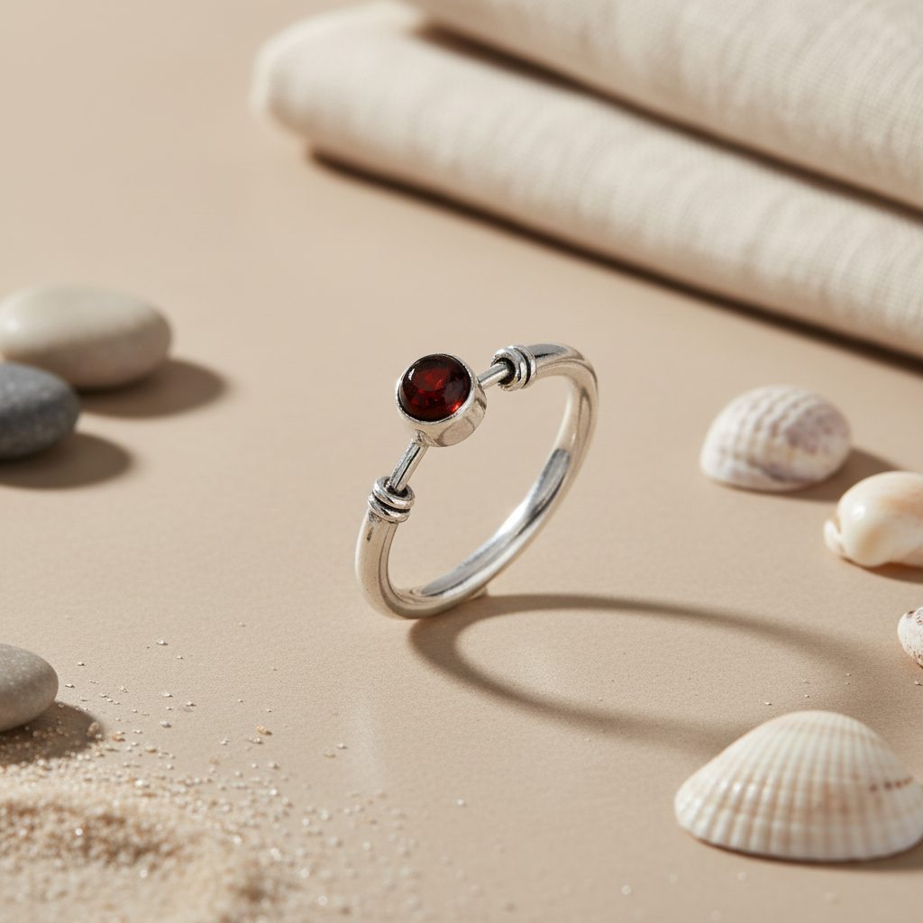 925 Silver Red Gemstone Ring | For Women | Daily Wear
