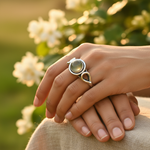 Load image into Gallery viewer, Silver Ring with Green Gemstone for Women | Statement Ring
