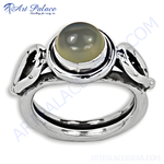 Load image into Gallery viewer, Sterling silver ring with a large green gemstone, perfect for women&#39;s fashion and everyday wear.
