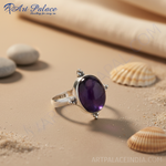Load image into Gallery viewer, 925 Silver Oval Purple Stone Ring for Women | Gift Jewelry
