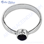Load image into Gallery viewer, Sterling silver ring with a polished, black onyx gemstone center, perfect for daily wear.
