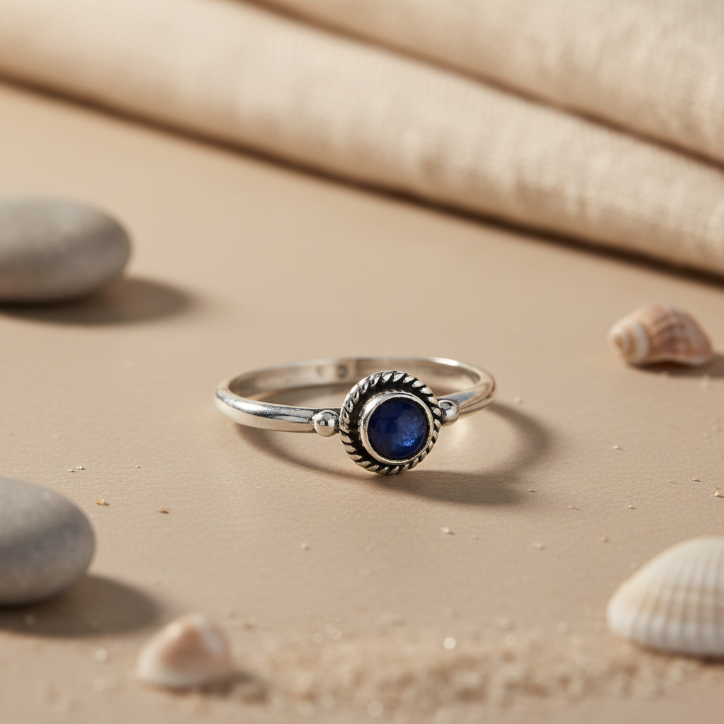 925 Silver Blue Gemstone Ring for Women | Daily Wear Jewelry