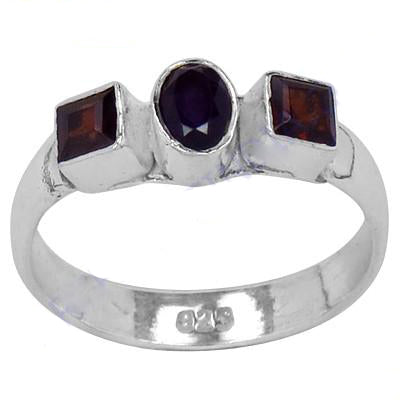 925 Silver Garnet & Amethyst Ring for Women | Gift Jewelry