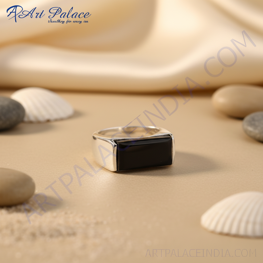 925 Silver Onyx Stone Ring for Men | Black Gemstone Jewelry