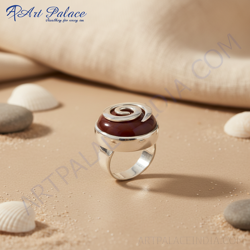 925 Silver Red Gemstone Swirl Ring for Women | Gift