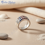 Load image into Gallery viewer, Silver Ruby &amp; Sapphire Gemstone Ring for Women | Gift Jewelry
