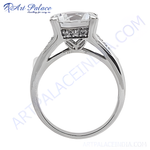 Load image into Gallery viewer, 925 sterling silver engagement ring with a large, clear cubic zirconia gemstone
