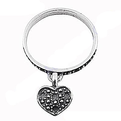 925 Silver Heart Dangle Ring for Women | Gift Jewelry