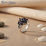 Load image into Gallery viewer, Silver Sapphire Cluster Ring for Women | Gemstone Jewelry
