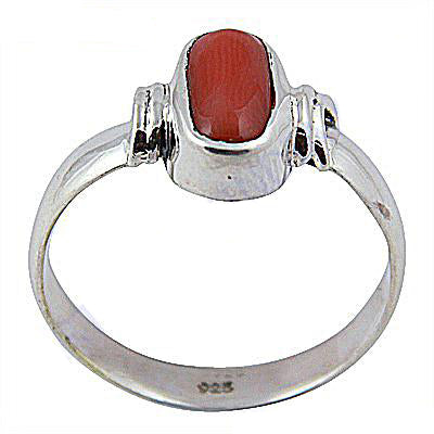 925 Silver Red Coral Ring for Women | Gemstone Jewelry