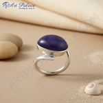 Load image into Gallery viewer, Silver Ring with Oval Gemstone for Women | Statement Jewelry
