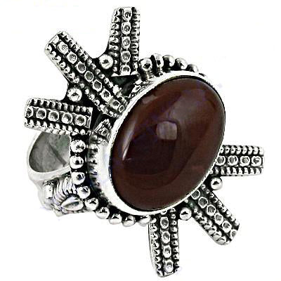 925 Silver Oval Garnet Ring for Women | Statement Jewelry