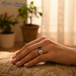 Load image into Gallery viewer, Silver Ring with Blue Sapphire Gemstone | For Women
