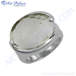 Load image into Gallery viewer, Elegant silver ring with a large, clear, faceted gemstone, perfect for women&#39;s fashion and style.
