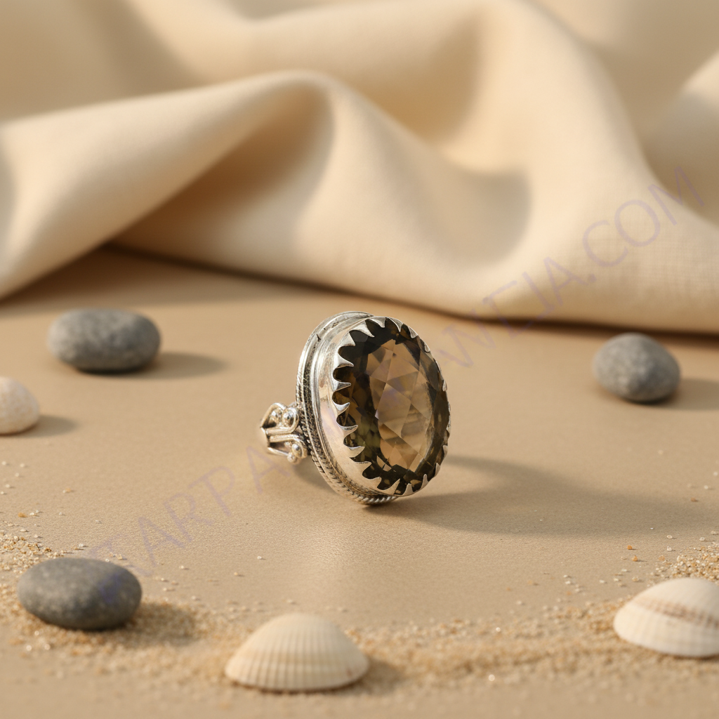 925 Silver Smoky Quartz Ring for Women | Statement Jewelry