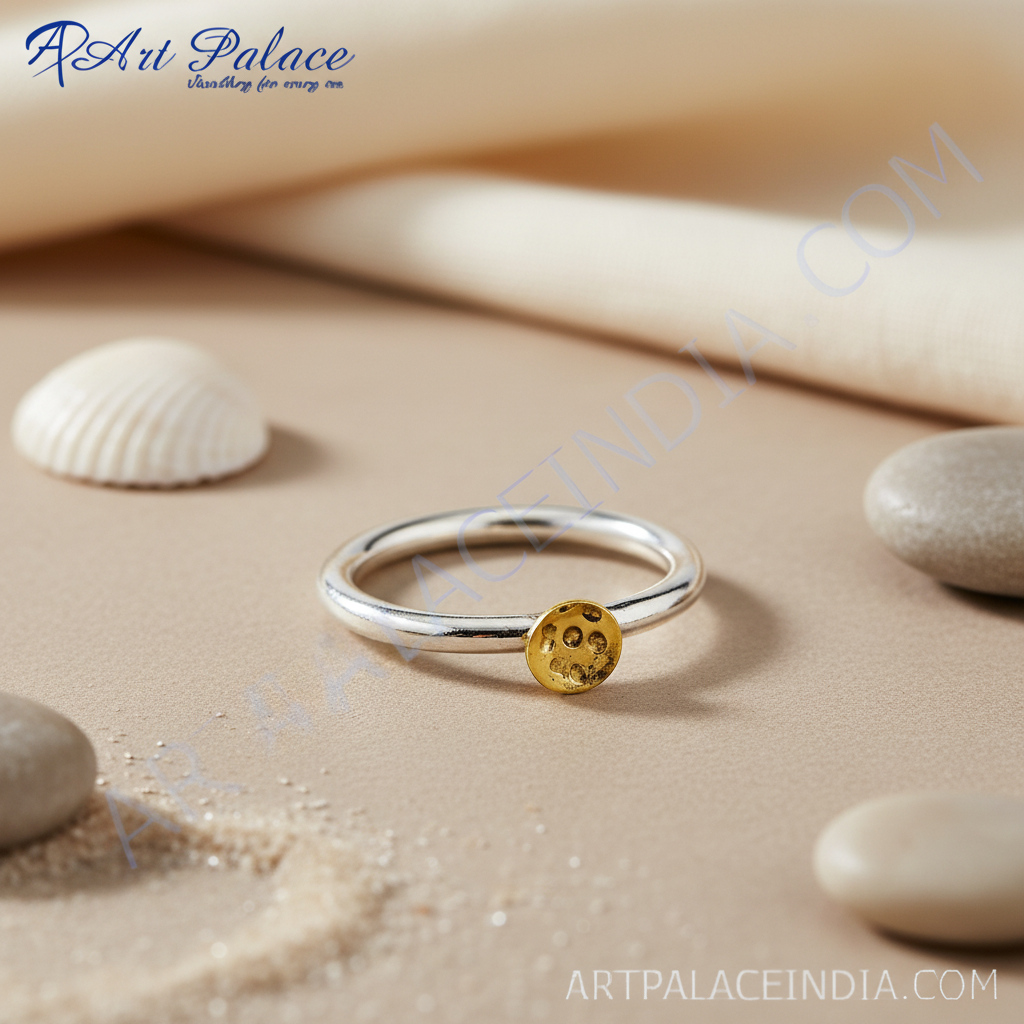 Silver Ring with Gold Detailing | Daily Wear | Gift for Her