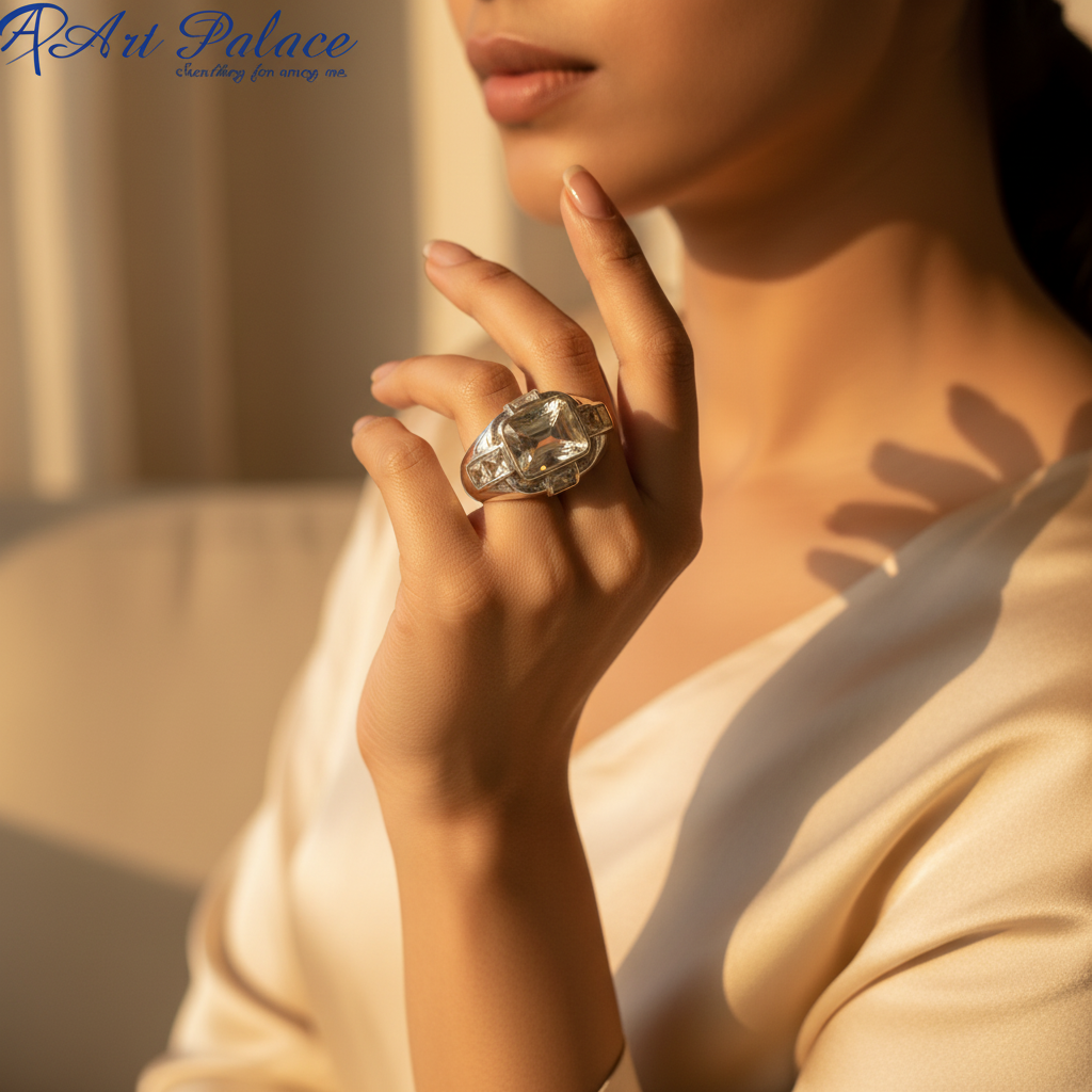 Silver Ring with Cubic Zirconia Stones for Women | Daily Wear