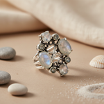 Load image into Gallery viewer, 925 Silver Moonstone Cluster Ring for Women | Gemstone Jewelry
