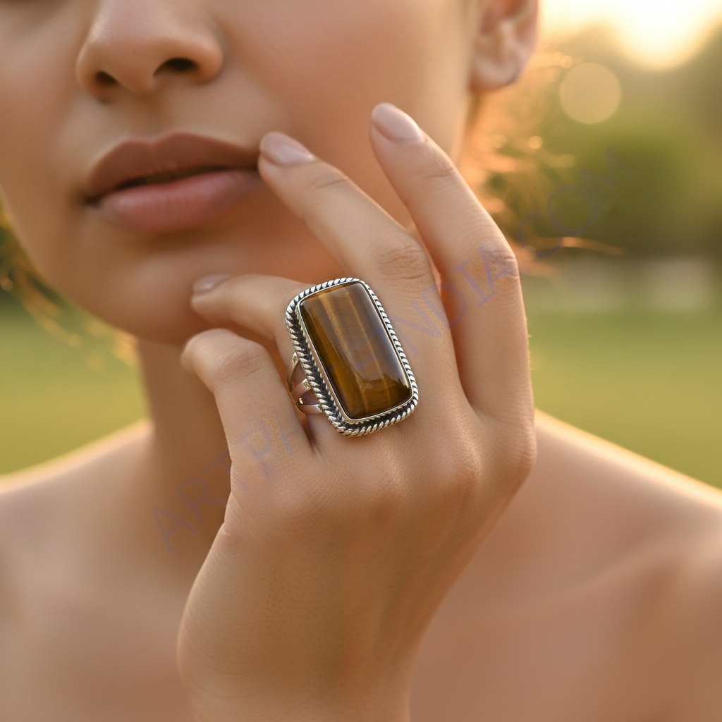 Tiger Eye Stone Ring | 925 Sterling Silver Ring for Women