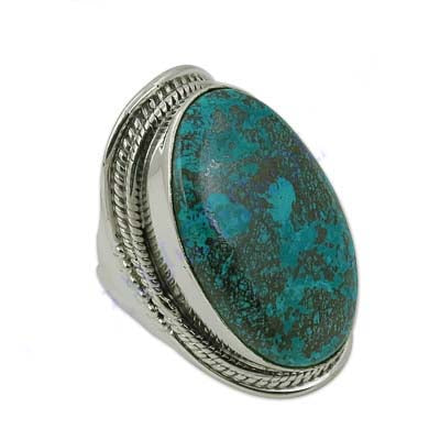 925 Silver Chrysocolla Ring for Women | Gemstone Jewelry