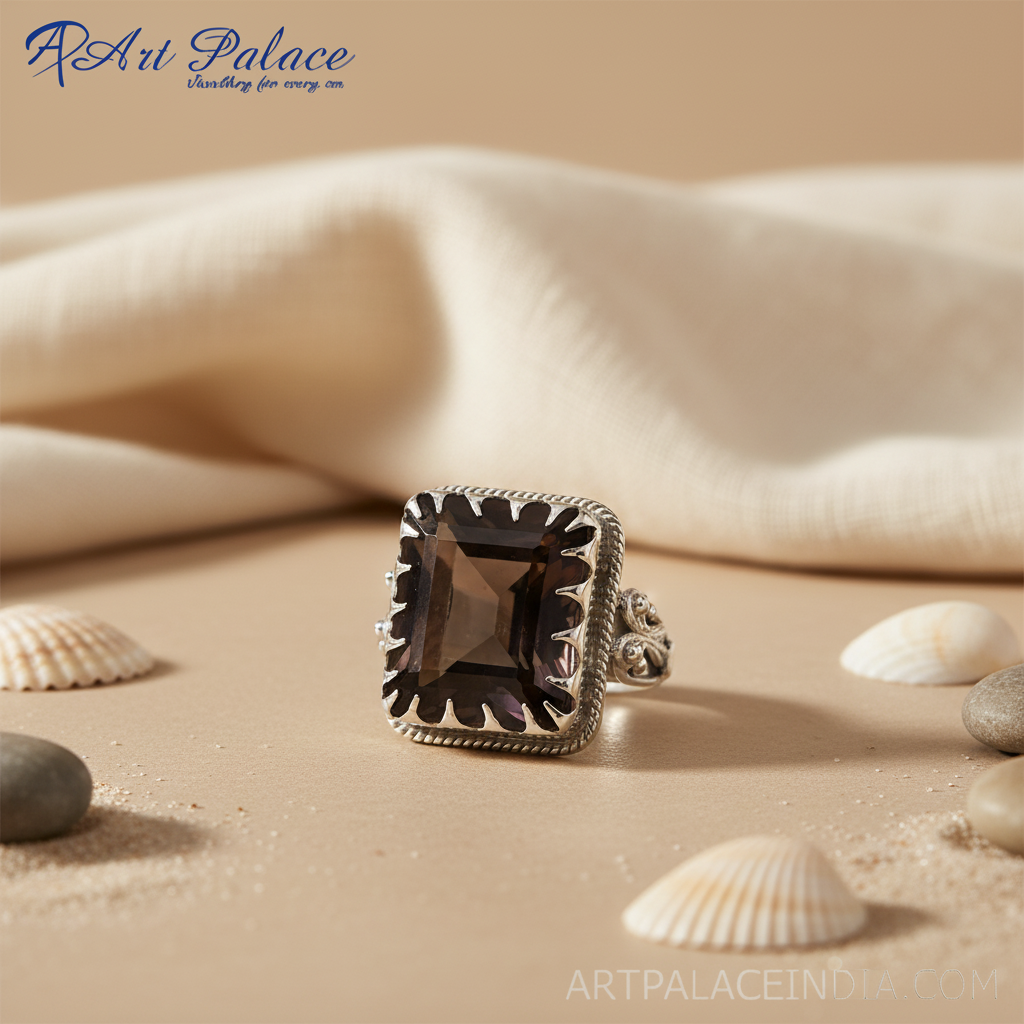925 Silver Smoky Quartz Ring | Women's Cocktail Ring | Gift