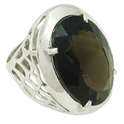 925 Silver Smoky Quartz Ring for Women | Statement Jewelry