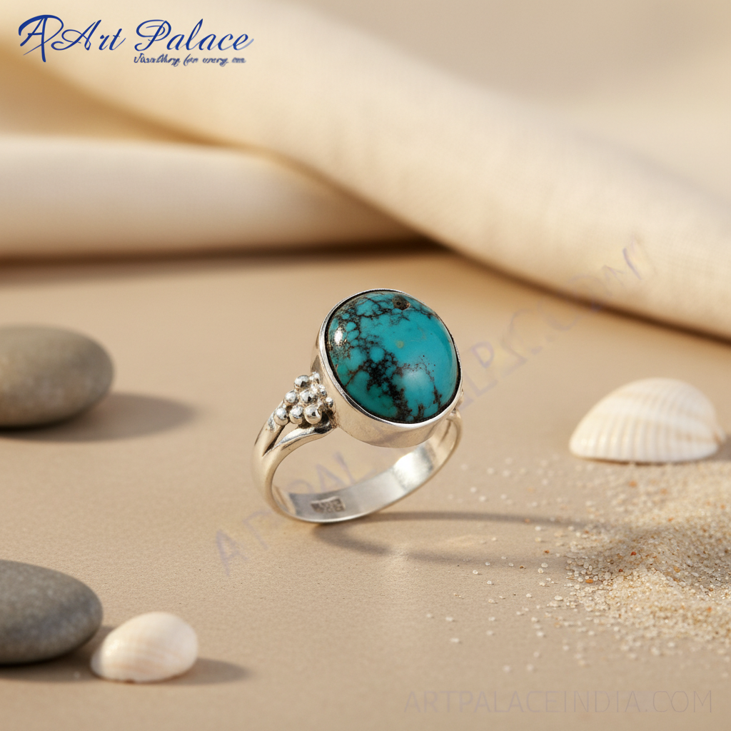 925 Sterling Silver Turquoise Ring for Women | Gemstone Jewelry