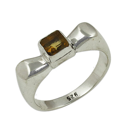 925 Silver Citrine Square Ring for Women | Gift Jewelry