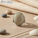 Load image into Gallery viewer, Silver Ring with Beige Gemstone for Women | Statement Ring

