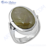 Load image into Gallery viewer, Sterling silver ring with a large oval-cut green gemstone, perfect for women
