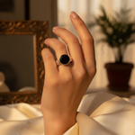 Load image into Gallery viewer, Silver Onyx Ring for Women | Black Gemstone Ring
