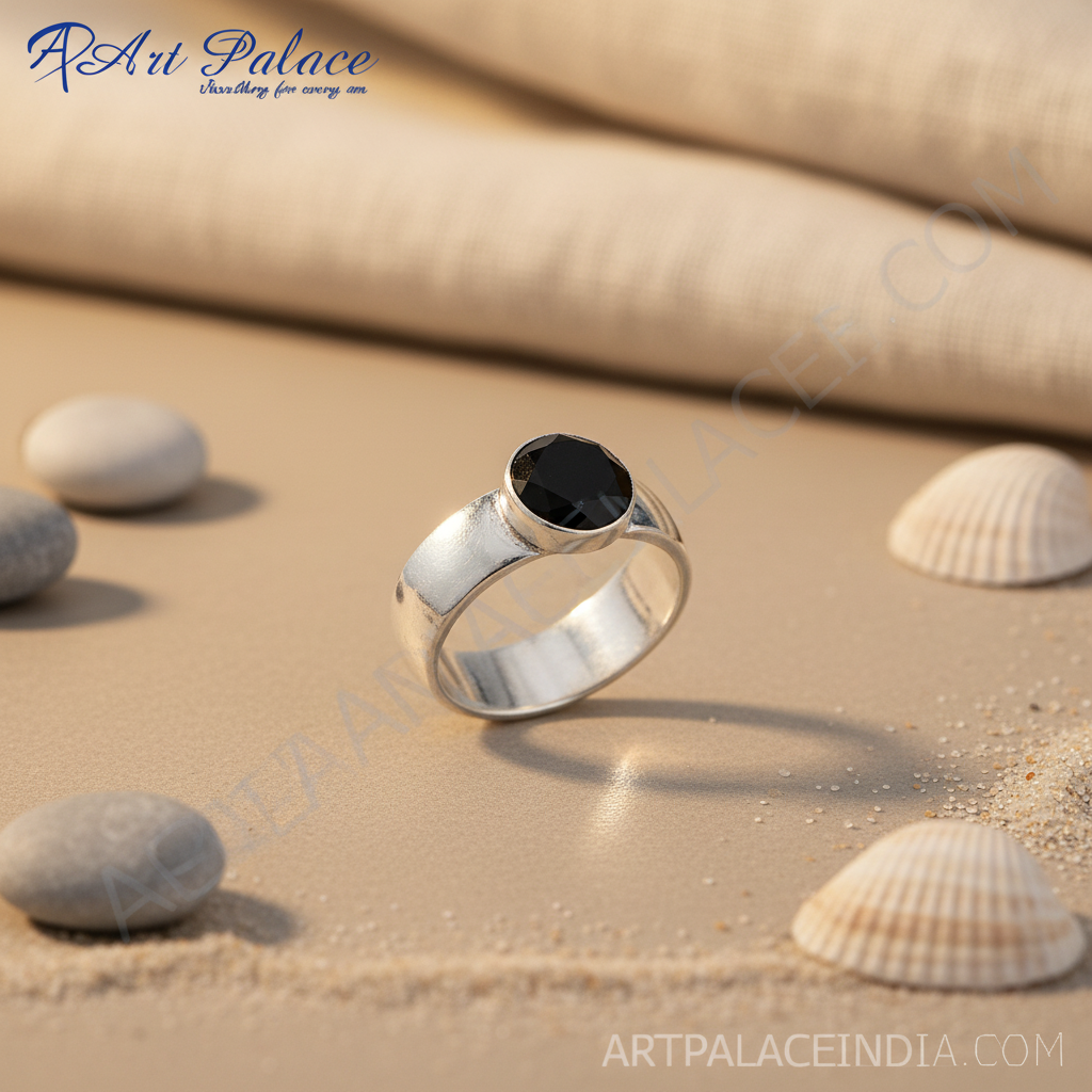 Silver Onyx Ring for Women | Black Gemstone Ring