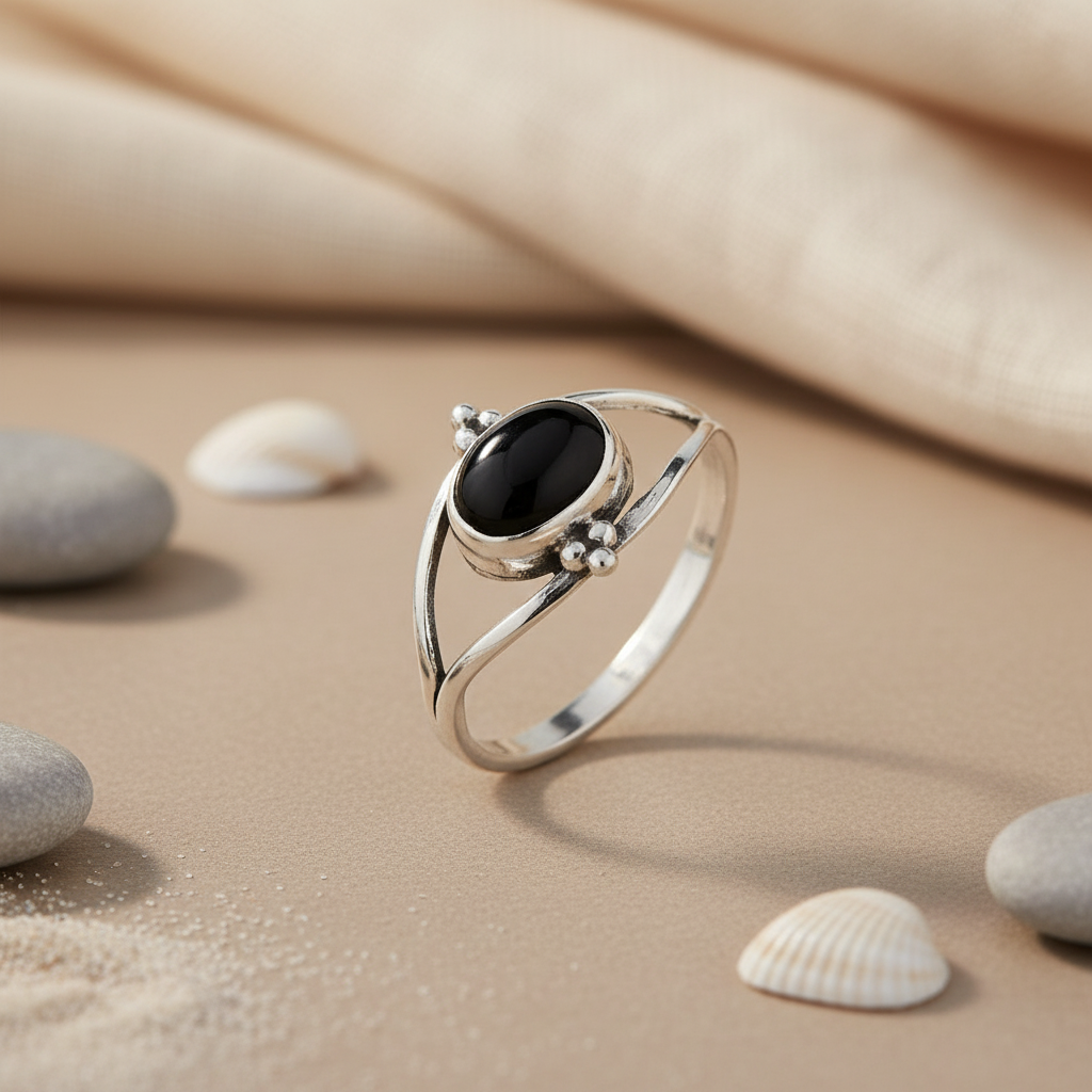 925 Silver Black Onyx Ring for Women | Gemstone Jewelry