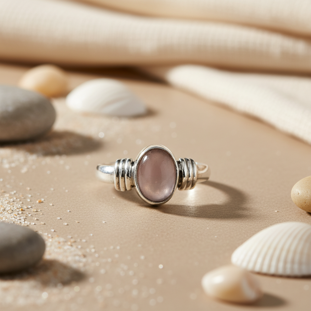 925 Silver Rose Quartz Ring for Women | Gemstone Jewelry