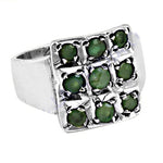 Load image into Gallery viewer, 925 Silver Emerald Ring for Men | Square Gemstone Ring
