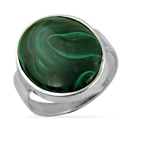 Silver Malachite Gemstone Ring for Women | Statement Jewelry